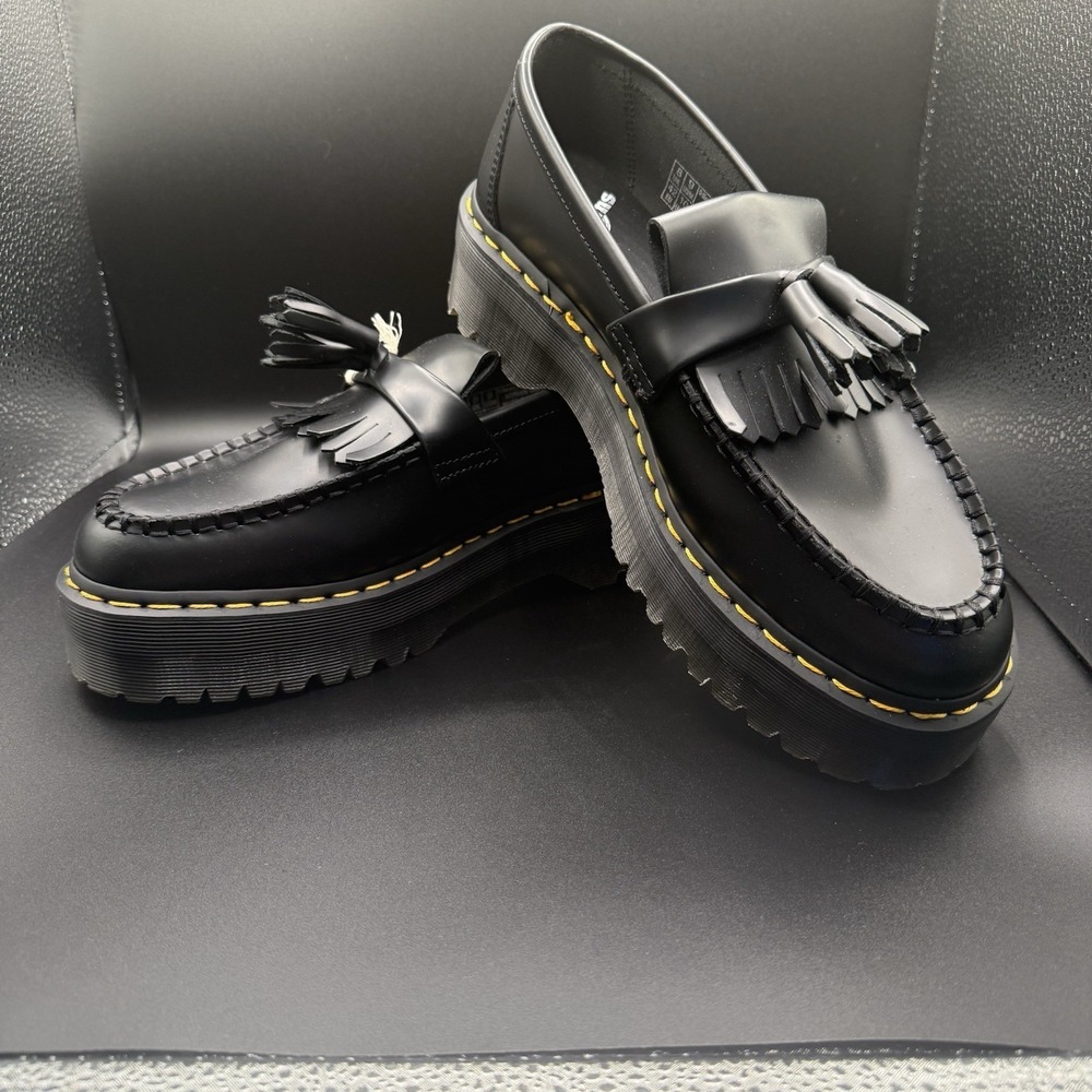Doc Martens Adrian Quad Leather Platform Tassel Loafers Size 9 Men 10 Women